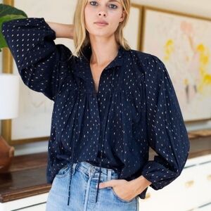 Emerson Fry Emmaline Blouse - Maritime Gold Dot Lurex